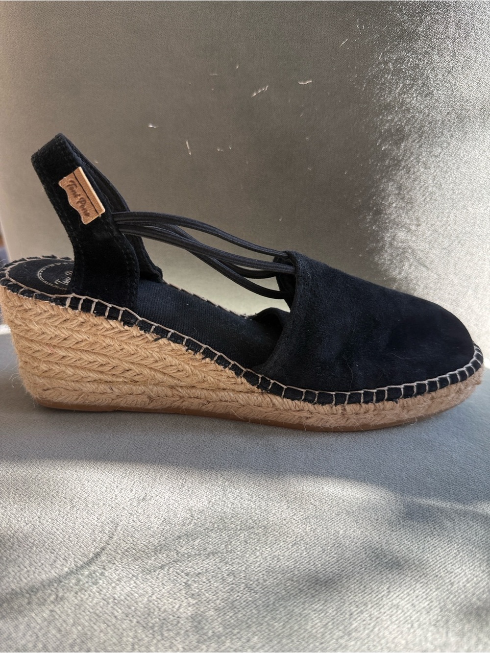 Black Espadrille Wedge Slingback - Women